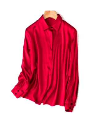 NAVARRA HEAVY SILK AND SPANDEX LONG SLEEVE BLOUSE